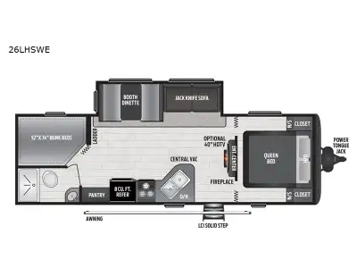 Keystone RV Hideout travel trailer 26LHSWE highlights: Double-Size Bunks Fireplace Single Slide Priv...