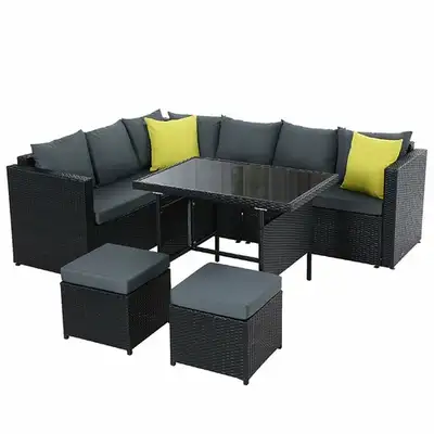 Rattan Outdoor Patio Sectional Dining Set, View more