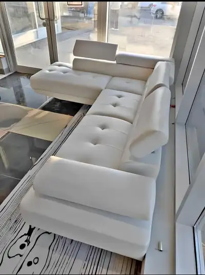 White L shape Leather sofa set, View more