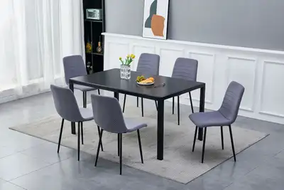MARILAND 7PC 59" Sintered Stone Top Dining Set, View more