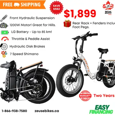 1200W Foldable Electric Bike 45km/h- Fat Tire Ebike - Financing, View more