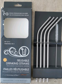 Stainless steel reusable drinking straws set. New. $5