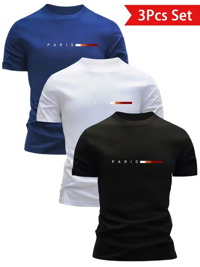 3pcs Men'S Lightweight Breathable T-Shirts, View more