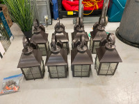 Antique bronze outdoor wall lights - set of 8