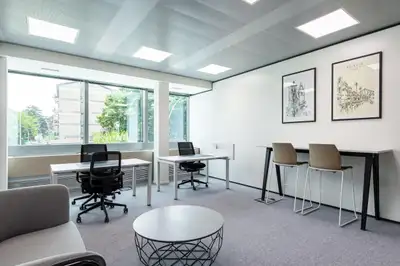Productive workspace for three that comes with everything taken care of. Make a home for your busine...