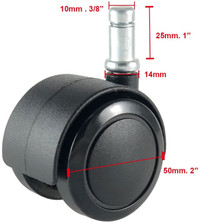 OFFICE COMPUTER CHAIR CASTER ROLLER WHEELS WITH 3/8 INCH