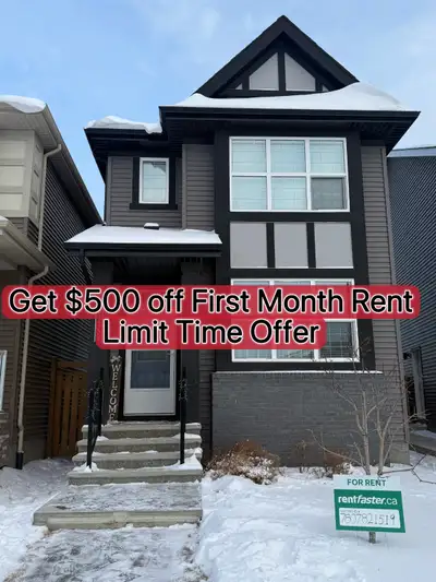 Beautiful 3beds house, unfinished basement, Double Garage, fenced backyard 3 bedrooms + pocket den,...