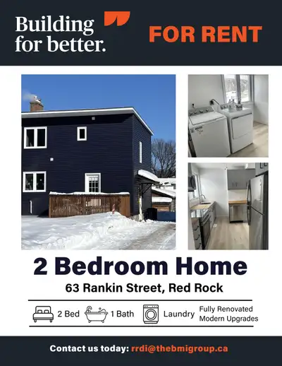 FREE RENT! Ask us about our summer incentives!! Rental Available: 2-Bedroom Duplex in Red Rock, ON A...