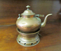 ANTIQUE COPPER  DUTCH WATER KETTLE ON HEATING STAND
