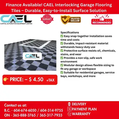 Finance! New CAEL Interlocking Garage Flooring Tiles Durable, Easy-to-Install Surface Solution 4.50...