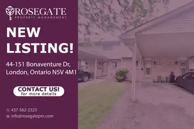 Spacious 3 Bed 2.5 Bath Townhouse in North London Welcome to Unit 44 at 151 Bonaventure Drive in Lon...