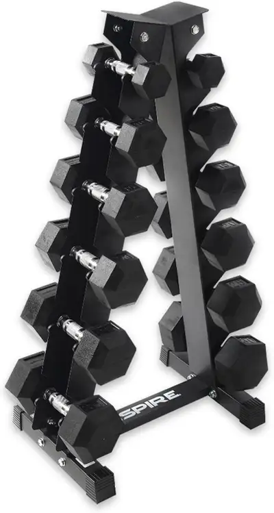 NEW 210LBS RUBBER DUMBBELL SET GYM WEIGHT SET WITH RACK 1112655, View more