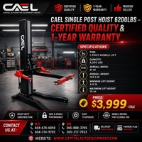 New CAEL Single Post Hoist 6200lbs –Certified &Warranty &Finance Whitehorse Yukon Preview