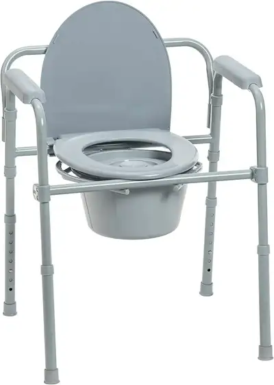 3-in-1 Commode Chair: Versatile 3-in-1 design enables this model to easily be positioned over a stan...