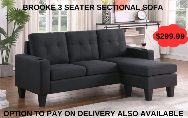 BRAND NEW BROOKE 3 SEATER SECTIONAL(OPTION TO PAY ON DELIVERY) in Couches & Futons in Mississauga / Peel Region - Image 2