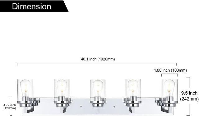 5-Lights Bathroom Vanity Light Fixtures Chrome in Indoor Lighting & Fans in Edmonton - Image 2