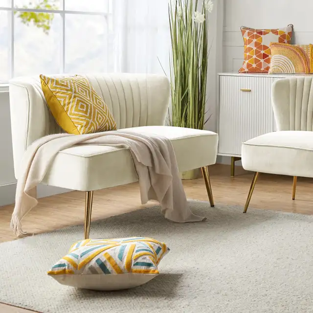NEW 47 IN VELVET ARMLESS LOVESEAT FOR TWO PEOPLE SOFA in Home Décor & Accents in Lethbridge - Image 11