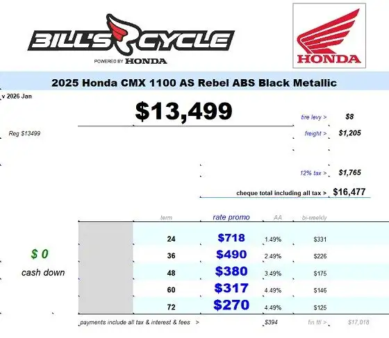 2025 HONDA CMX 1100 AS Rebel ABS Black in Street, Cruisers & Choppers in Winnipeg - Image 4