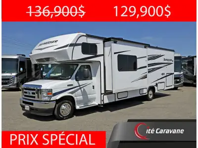 Forest River Sunseeker 3250 2 extensions CLASSE C avec lits superposé Tissu : Slate, boiseries : Ver...