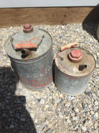 Two vintage gas cans - large $15, small $10