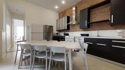 Room for rent in this spacious, two-story, nine-bedroom apartment that exudes character, and you'll...