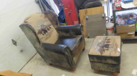 Rustic Living Room Chair + Ottoman