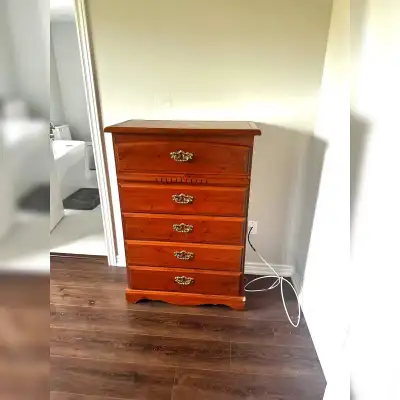 5-Drawer Wooden Dresser – $70, View more