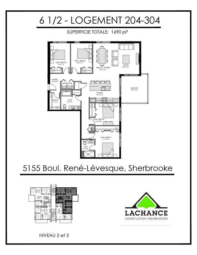 Très Grand 6 1/2 de 1690p2 dans Locations longue durée  à Sherbrooke