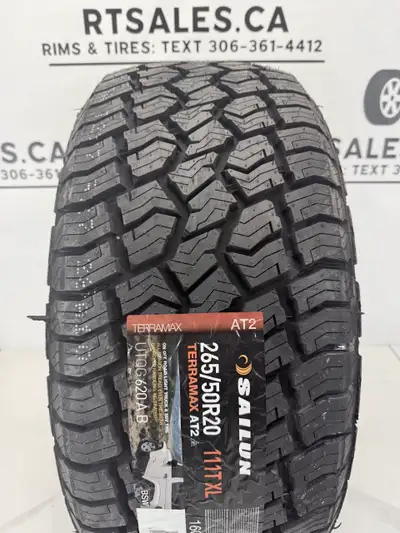 SET OF FOUR 265/50/20 Sailun TERRAMAX 3PMS AT2 All Weather Tires - Extra Load rating - All weather r...