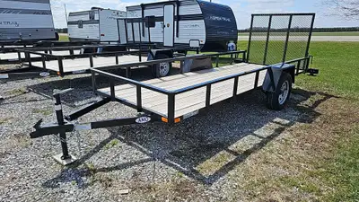 Width: 5' Length: 14' Height: 12in. Sides GVWR: 1356KG/2989LBS Axle Type: Single Frame: Steel Tire S...
