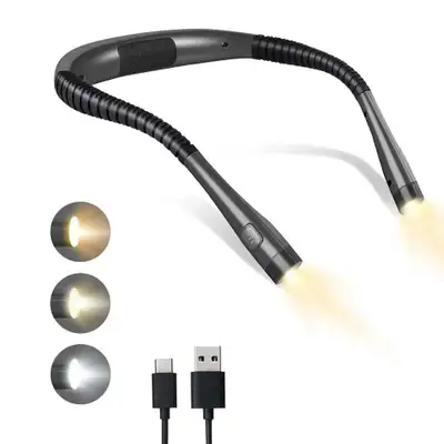 Hands-free LED neck light perfect for reading, working, camping, crafting, and repairs. 3 Light Colo...