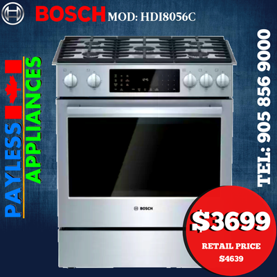 Bosch Dual Fuel Range 800 Series HDI8056C 30"Slide In Self Clean, View more
