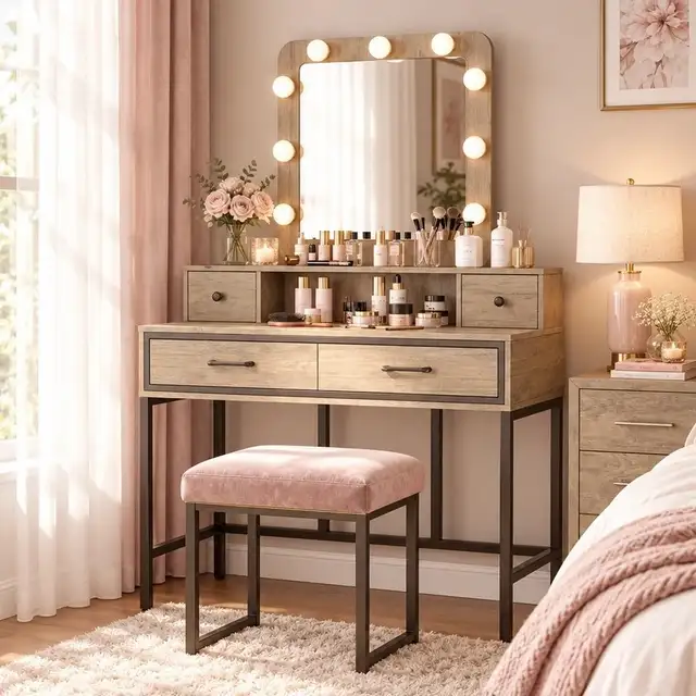 Brand New LED Bulbs Vanity Table with Mirror & Drawers $139 | Other ...