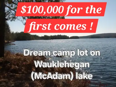 1 Acre lease Lakefront Paradise McAdam, NB PRICE REDUCED FOR A FEW DAYS FOR A QUICK SALE ! (It will...