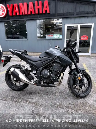 The 2024 Honda CB500F featuring new aggressive styling, a 5-inch TFT display, and standard Honda Sel...