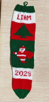 Custom hand knitted Christmas stocking