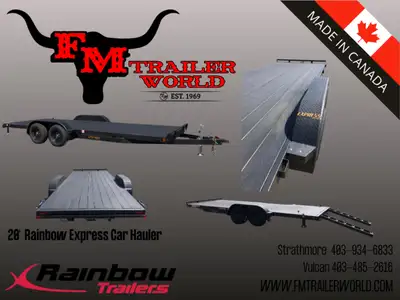20' Rainbow Express Car Equipment Trailer 2-3 500 lb LCI Axles With 5' Slide In Rear RampsCANADIAN B...