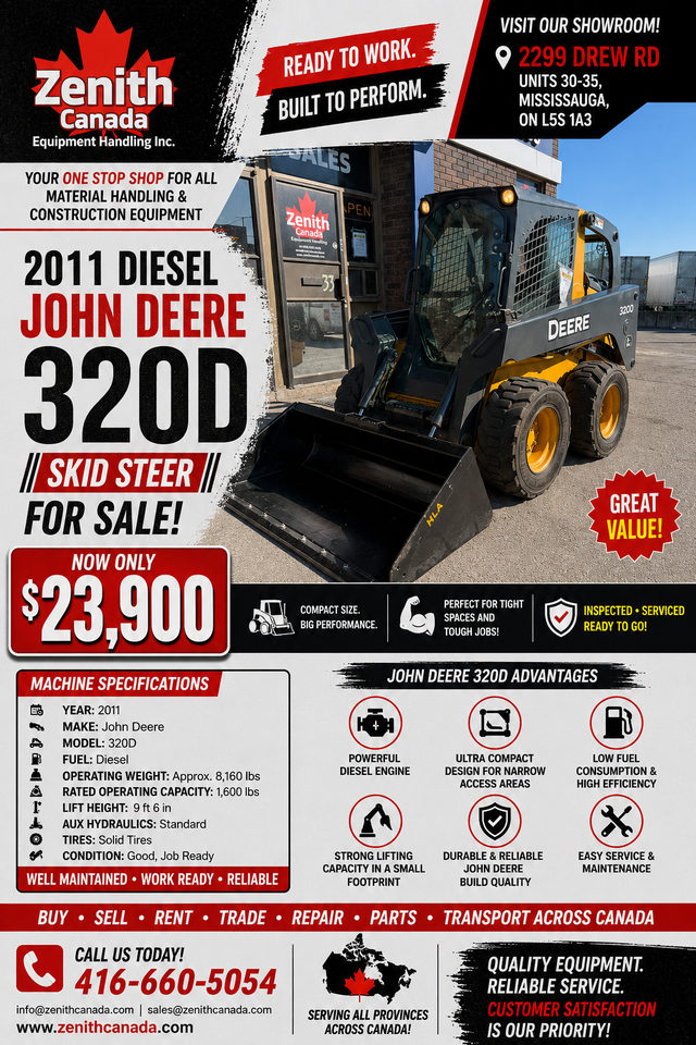 2011 John Deere Skid Steer or Lease to own Estimate $418.93/mo in Heavy Equipment in Mississauga / Peel Region - Image 2