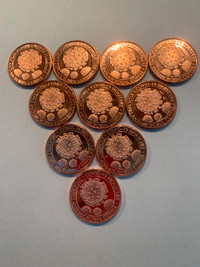 10 - 1 Oz Copper Bullion Covid Design Red Coins 0.999 Fine