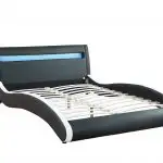 NEW MODERN BONDED LEATHER LED BED FRAME BLACK 18971B in Beds & Mattresses in Grande Prairie - Image 6