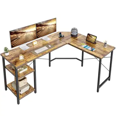 BRAND NEW - CubiCubi L Shaped Corner Desk with Shelves... LOT# 2, View more