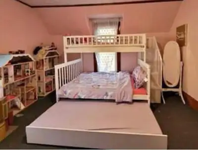 White Bunk Bed Twin over Full + Pull-Out Trundle | Stair Access, View more