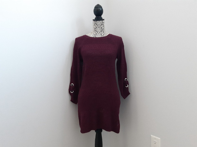 Womens Burgundy Crochet Dress Sweater Size Small By Ricky's in Women's - Dresses & Skirts in Winnipeg - Image 3
