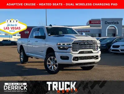 The 2026 Ram 3500 Laramie Crew Cab in Bright White combines heavy-duty capability with premium comfo...