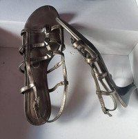 Sandles, Ladies size 8, gently used, brown, 2 inch heel