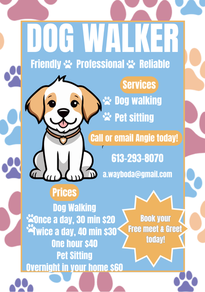 Dog walker sitter in centretown available!!, View more