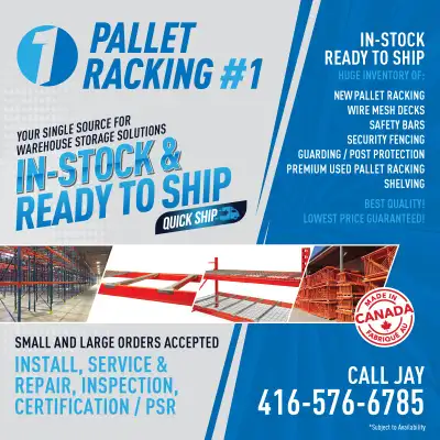 MADE IN CANADA - PALLET RACKING - 416-576-6785 - USED RACKING, View more