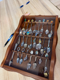 Collection Of Souvenir Spoons With Display Cases