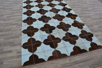 Luxury Cowhide Striped Round Rug