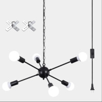 ETONIMERR Plug in Chandelier 6 Light, Modern Hanging Lights with